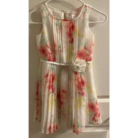 Janie And Jack Girls Pink And White Floral Sleeveless Sunday Dress Size 6 - Picture 6 of 14